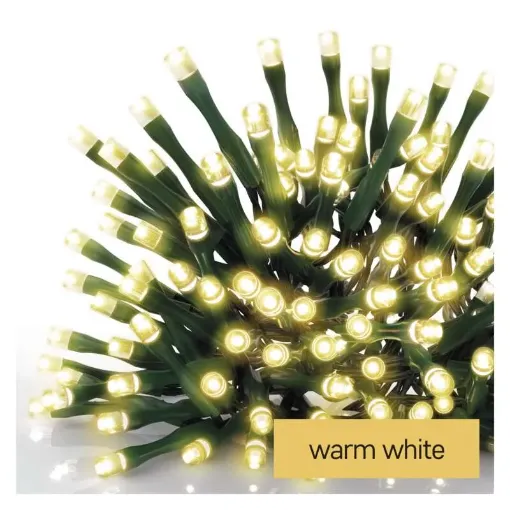LED božična veriga zelena, 12 m, zunanja in notranja, topla bela 