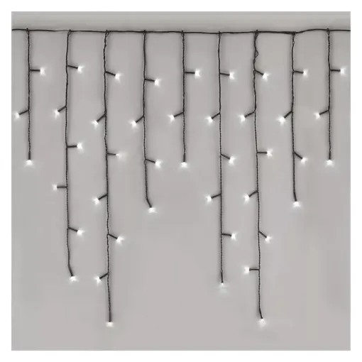 LED božična zavesa, 10 m, zunanja in notranja, hladno bela, programi 